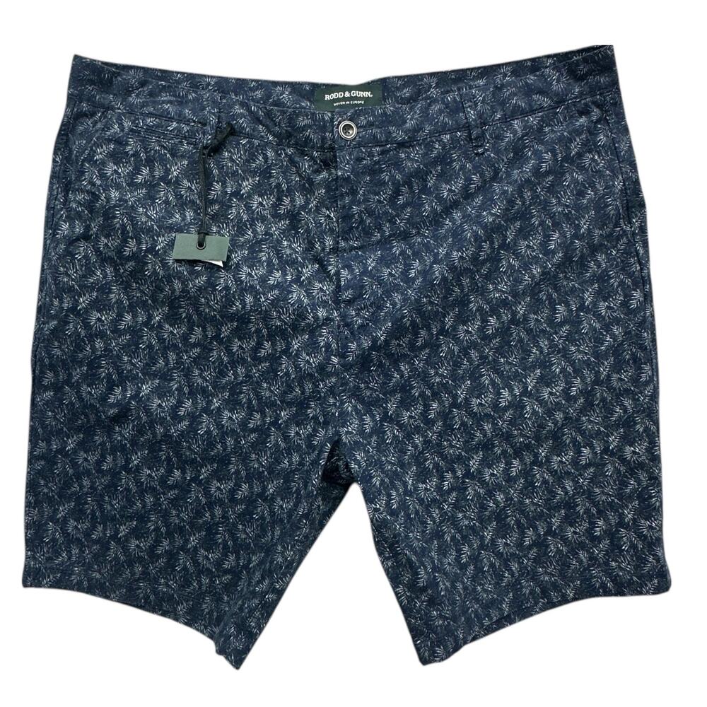 Rodd & Gunn Chino Shorts Men 42 Navy Palm Leaf Print Tropical Resort Stretch